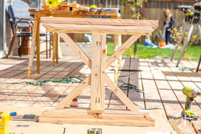 After seeing the farmhouse tables outside in Waco, we decided to try building our own Magnolia Silos Outdoor Table. It's a pretty simple DIY project!