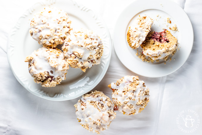 Oregon berries brighten up the inside of these yummy, easy strawberry almond streusel muffins, while streusel & glaze topping adds texture and sweetness!