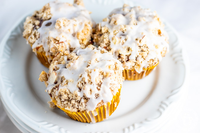 Oregon berries brighten up the inside of these yummy, easy strawberry almond streusel muffins, while streusel & glaze topping adds texture and sweetness!