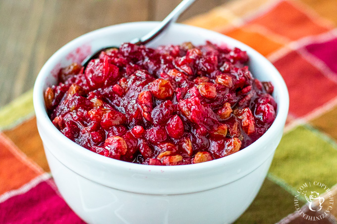 Forget the canned stuff and whip up a flavorful, homemade spiced cranberry sauce with pecans and raisins this Thanksgiving - in about 15 minutes! 