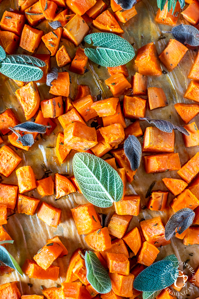 These Rosemary & Maple Glazed Sweet Potatoes are simple, tasty, and pair with lots of different main dishes. Our new favorite way to eat sweet potatoes!