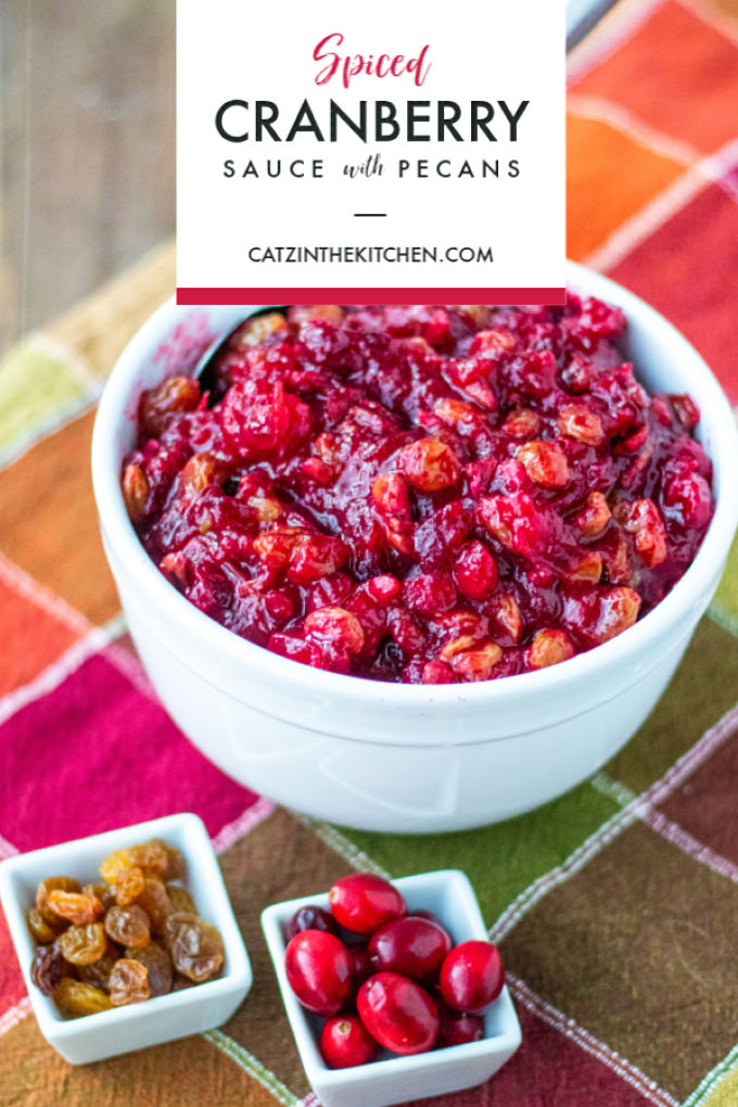 Forget the canned stuff and whip up a flavorful, homemade spiced cranberry sauce with pecans and raisins this Thanksgiving - in about 15 minutes! 