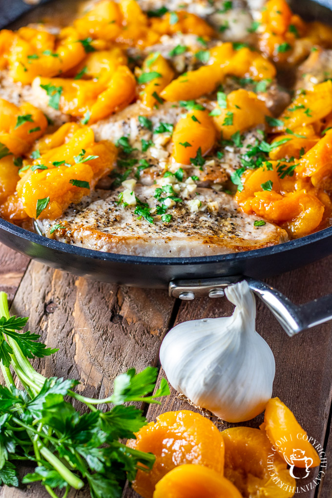 This easy recipe for one pan honey apricot pork chops is not only tasty and healthy, it's a winner all year long, with fresh fruit or canned!