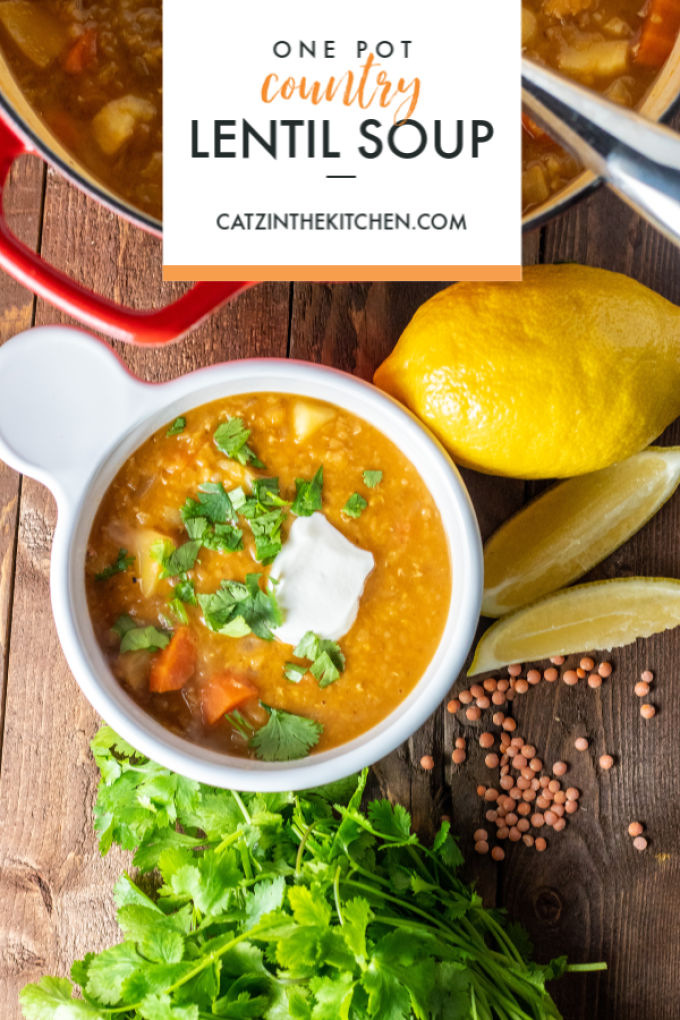 Your pantry can come to your rescue again with this easy, hearty, super tasty, and crazy healthy one pot country lentil soup! 
