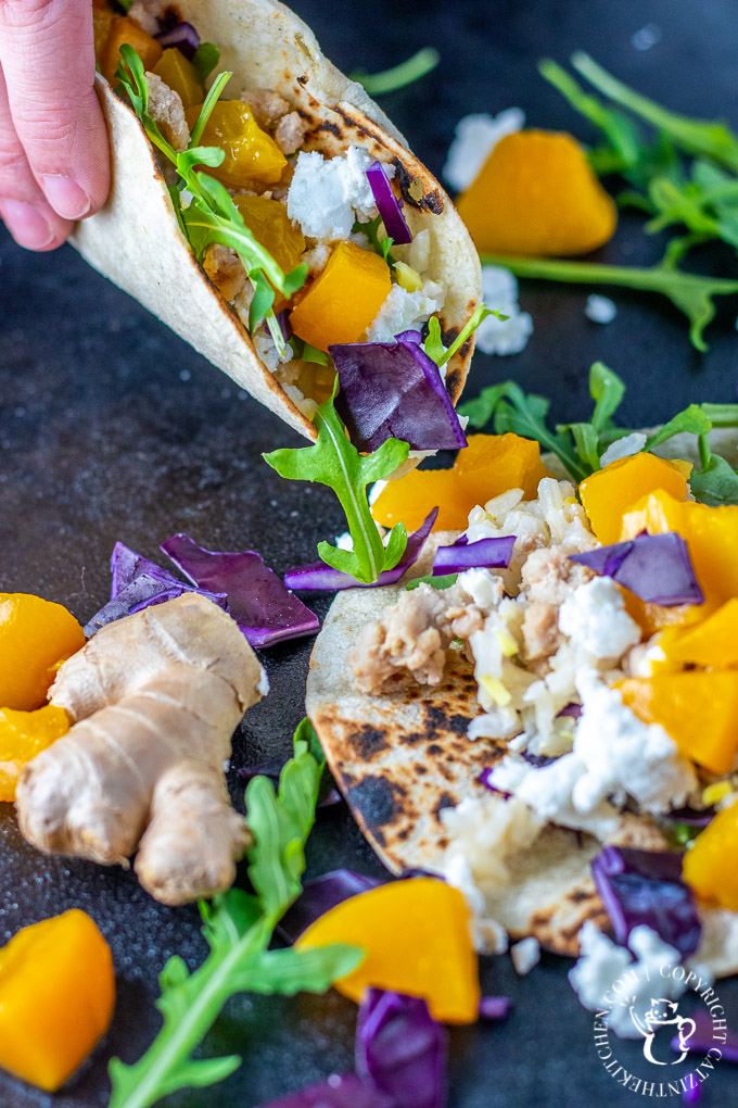 These pork and peach street tacos are a bright, light fusion blend of flavors and ingredients in a recipe that is healthy, quick, and, actually, beautiful!