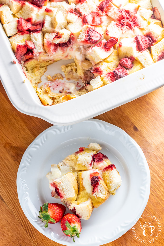 Easy, fresh, bright, sweet, & creamy, this Strawberries & Cream Overnight French Toast features frozen Oregon berries so you can make it all year long!