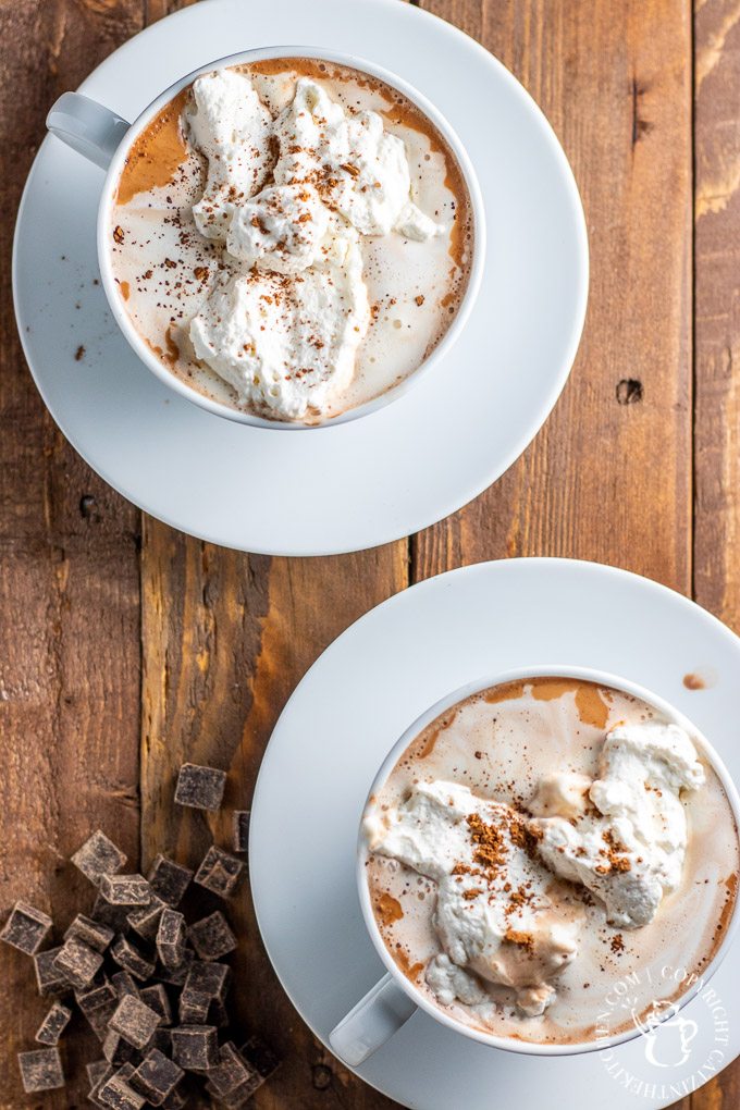 Feeling like you've outgrown your average hot cocoa? Make yourself some grown up hot chocolate from scratch with cocoa, vanilla, salt, milk, and cream!