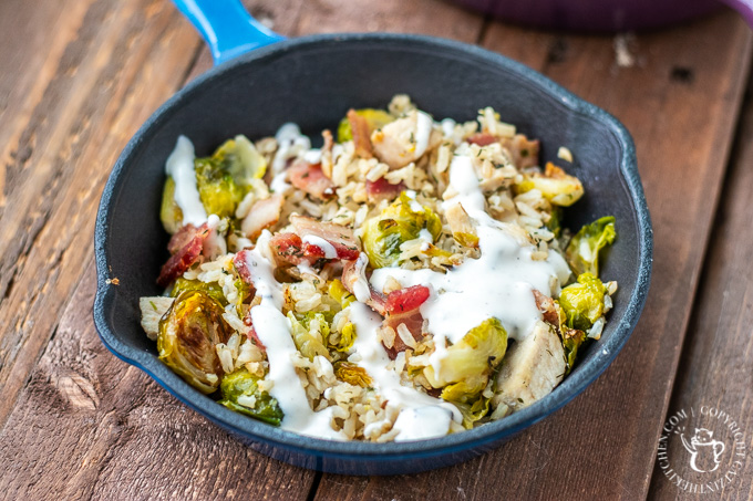 Whether you top this bacon chicken ranch skillet with regular or avocado ranch dressing, this combination of tasty proteins and vegetables is a favorite!