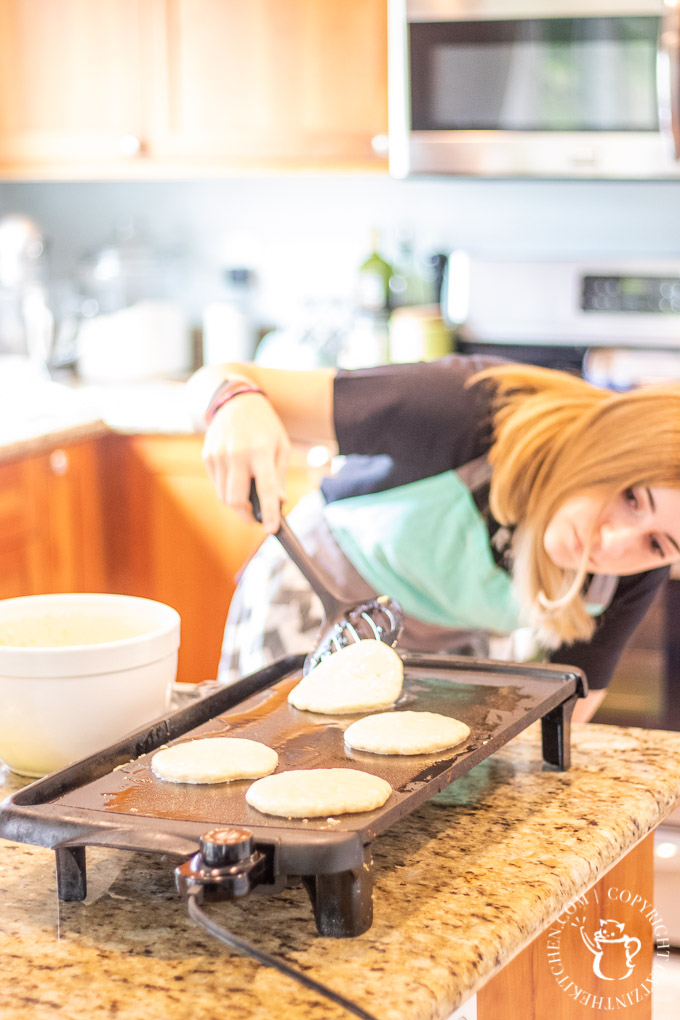 Gracie whips up these pancakes nearly every Friday morning - they're easy, quick, fluffy, and delectable. They're Friday Morning Pancakes!